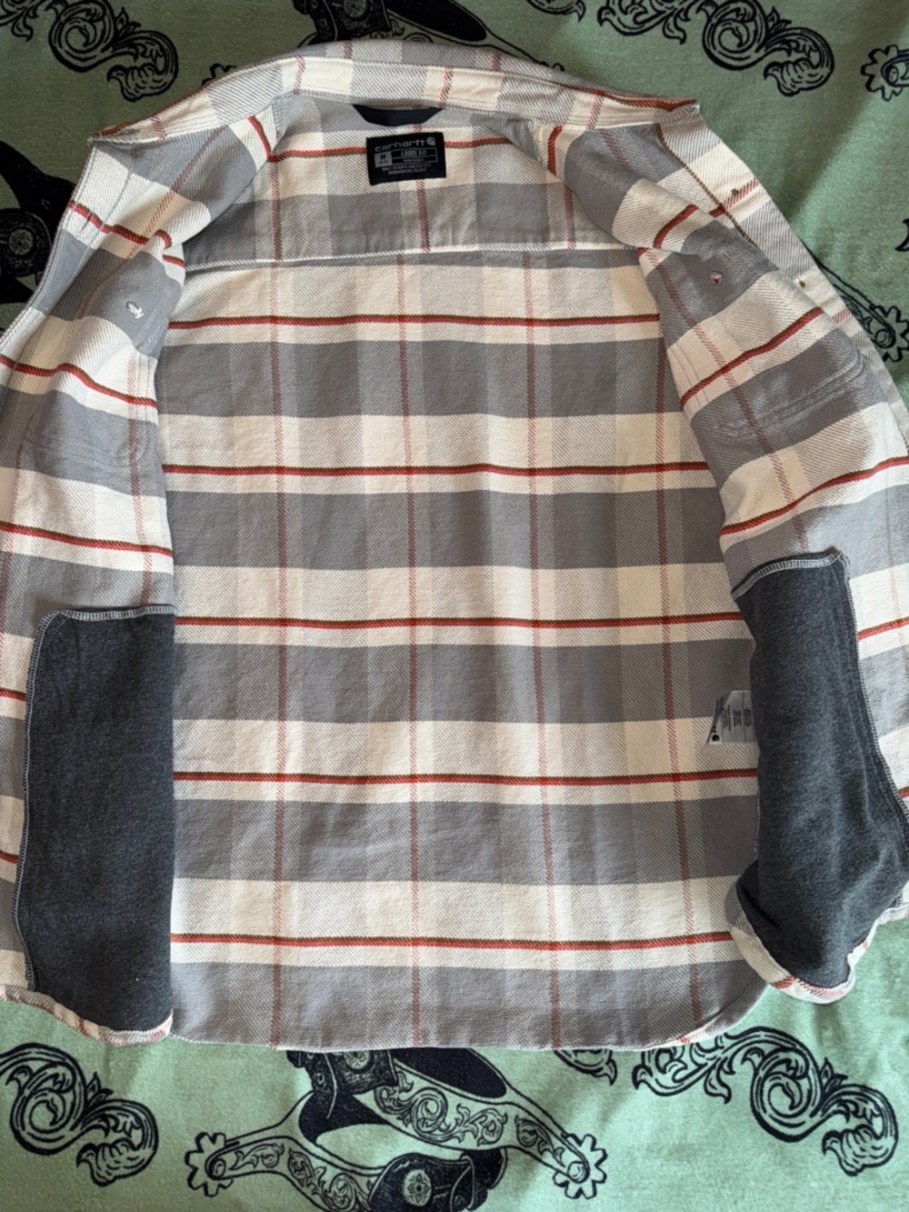 NWOT Carhartt Gray, Cream & Red Plaid Work Shirt Jacket - Picture 4 of 11